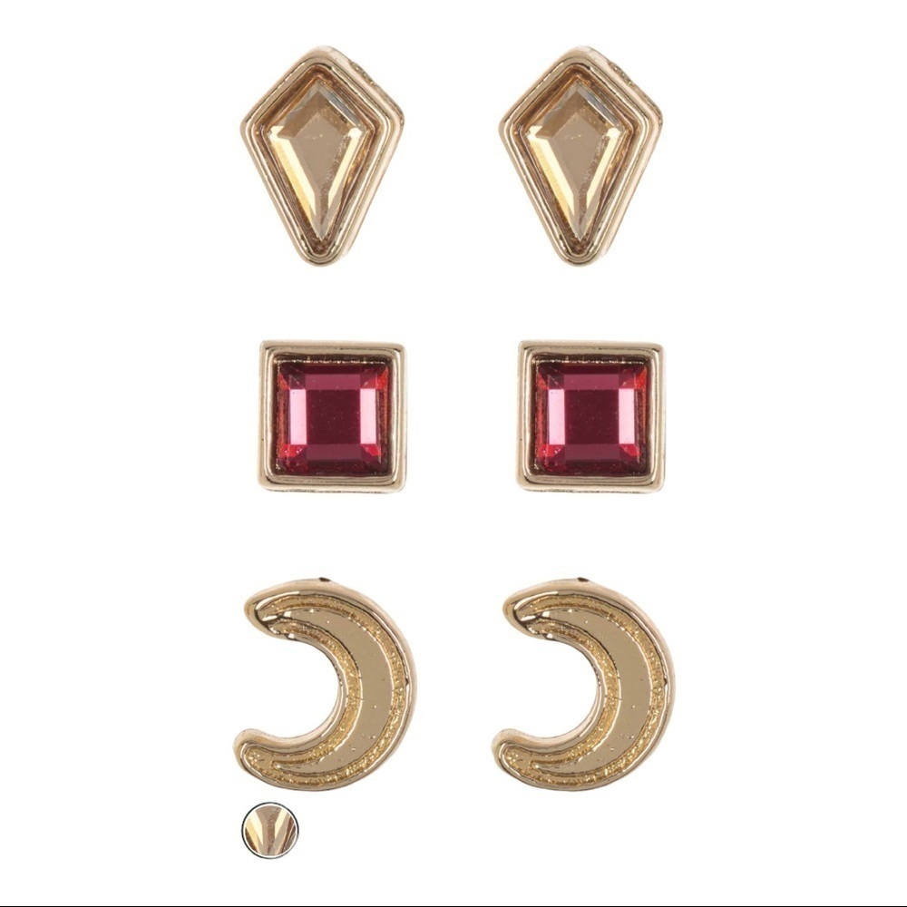 ♥️alex And Ani♥️ Swarovski Crystal Geometric Stud Earrings Set